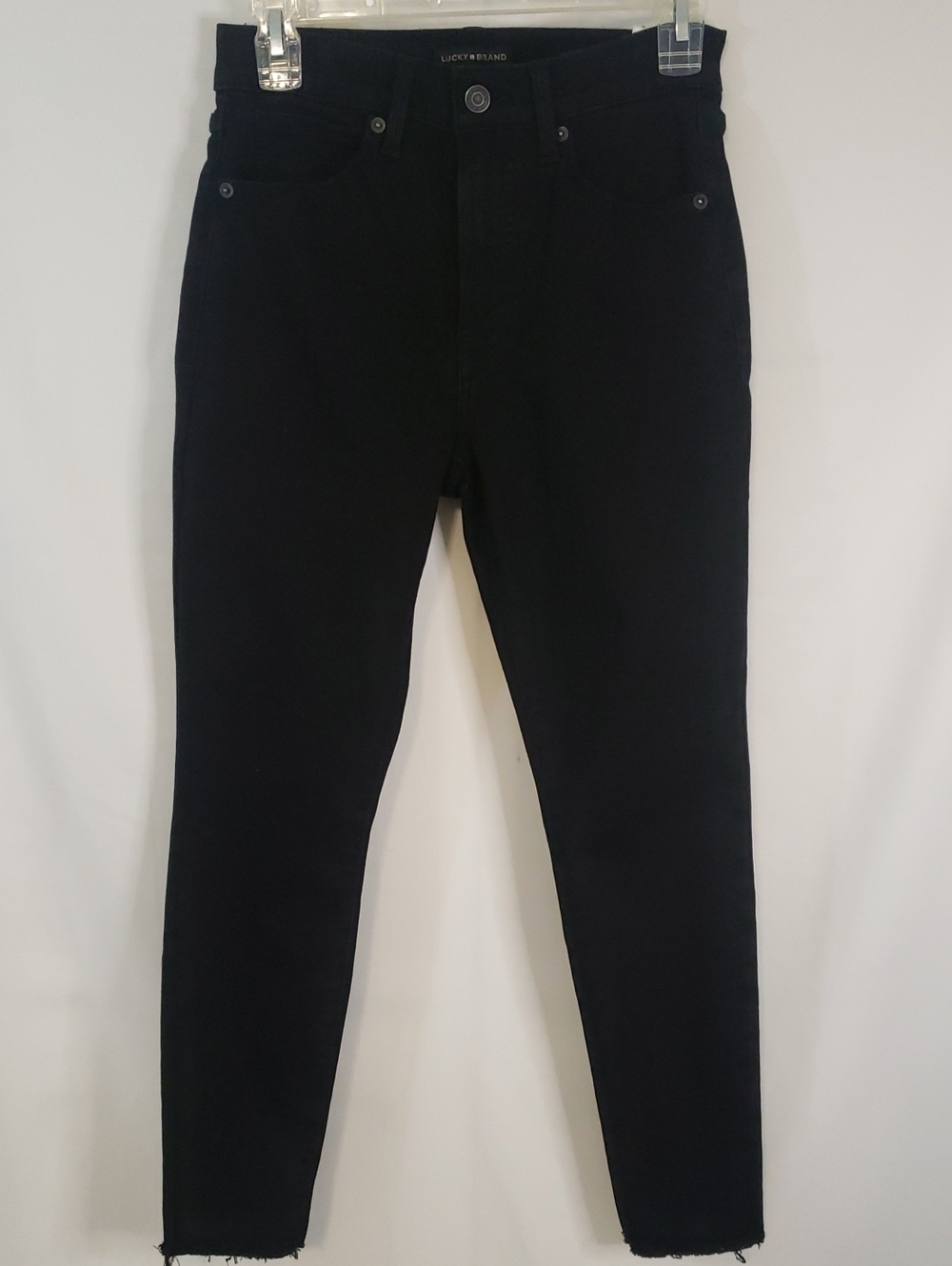 Lucky Brand Bridgette Black Skinny High-Rise Raw Hem Ankle Jeans, 4